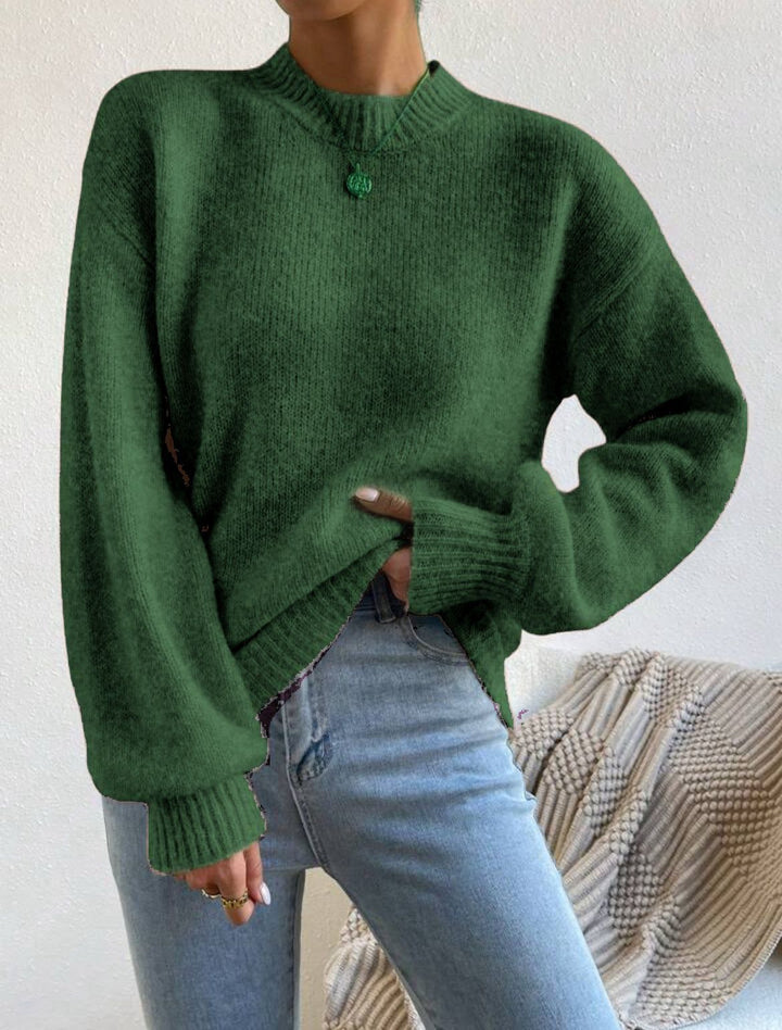 Women’s Oversized Fine Knit Sweater with Suggested Mohair Effect and Extended Ribbed Cuffs Mune Fashion