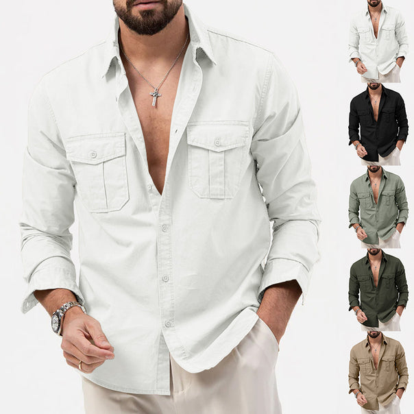 Men's narrow fit casual shirt with chest pockets and Kent collar Mune Fashion