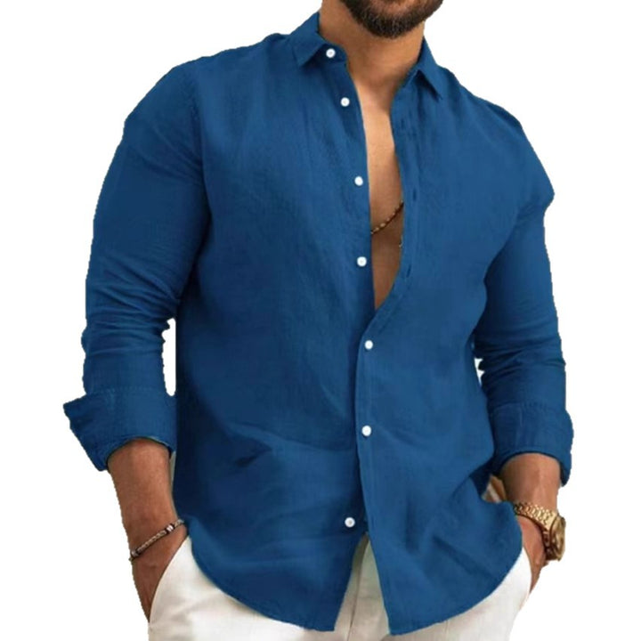 Men's casual linen shirt with Kent collar and roll-up sleeves Mune Fashion