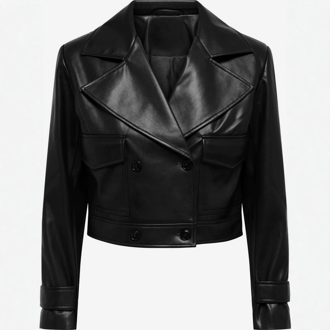 Women's Cropped Leather Jacket Mune Fashion