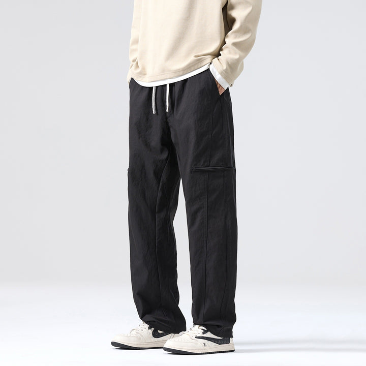 Men's Loose Fit Work Pants in Cargo Look with Drawstring Waist and Flat Knee Pockets Mune Fashion