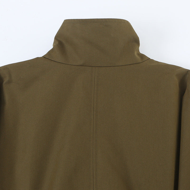 Women's short jacket with drawstring waist, high stand-up collar, and asymmetric button placket Mune Fashion