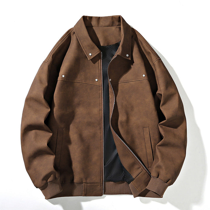 Men's Oversize Bomber Jacket in Suede Look with Zipper and Ribbed Cuffs Mune Fashion