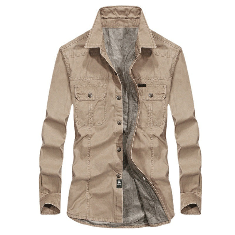 Men's lightly padded canvas worker shirt jacket with chest flap pockets Mune Fashion