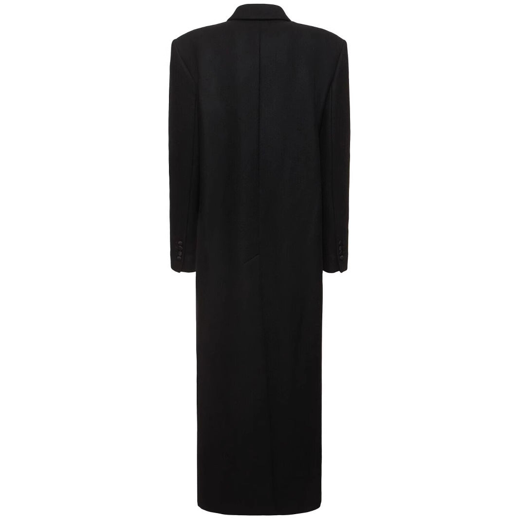Women Double-breasted Maximalist Wool Coat with Shawl Collar Mune Fashion