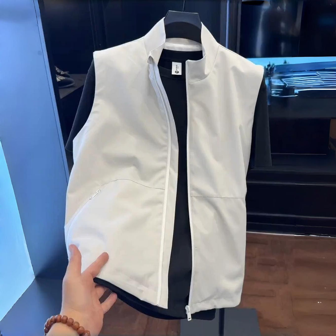 Men's Sleeveless Lightweight Wind and Water Resistant Stand Collar Vest Mune Fashion
