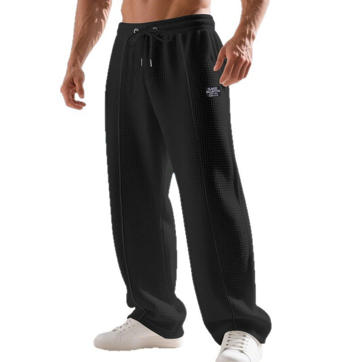 Men's Casual Waffle Texture Jogging Pants with Drawstring and Side Pockets Mune Fashion