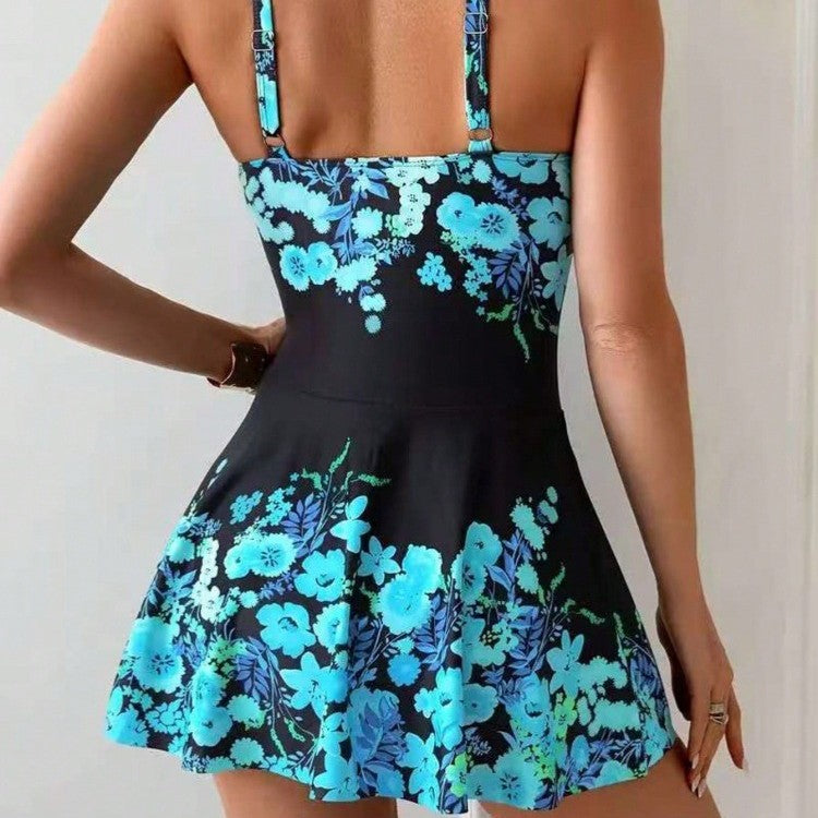 Ladies One-Piece Swimsuit with Floral Wrap Design Mune Fashion