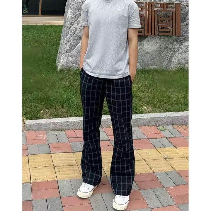 Men's Comfortable Casual Pants with Check Pattern Mune Fashion
