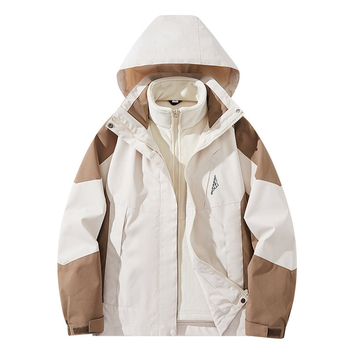 Men's water-repellent two-layer trekking jacket with removable fleece inner jacket and hood Mune Fashion