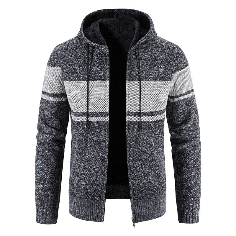 Men's padded knitted hoodie with teddy lining, full zipper and drawstring Mune Fashion