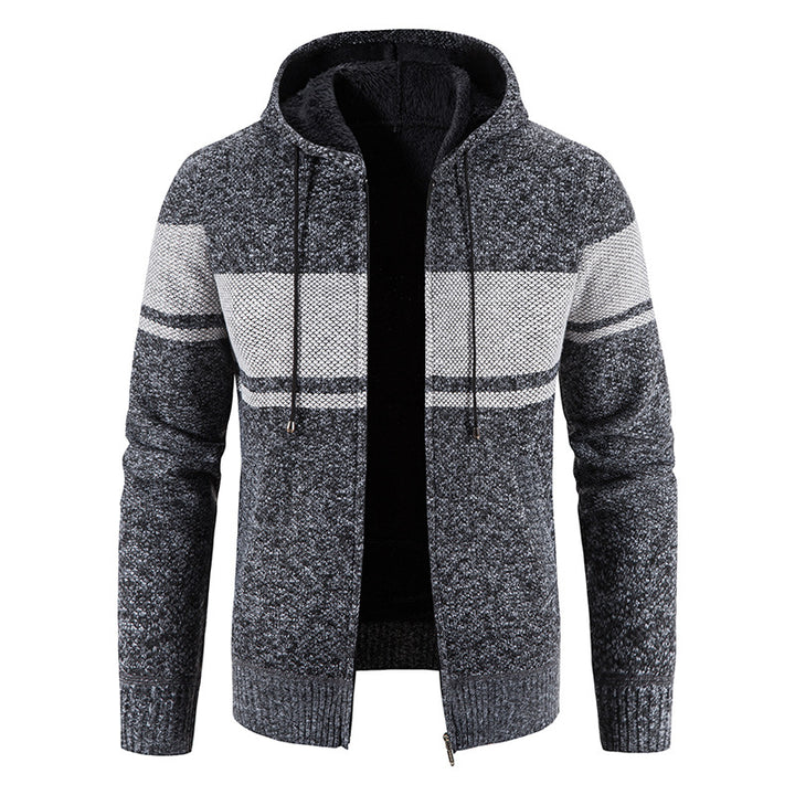 Men's padded knitted hoodie with teddy lining, full zipper and drawstring Mune Fashion