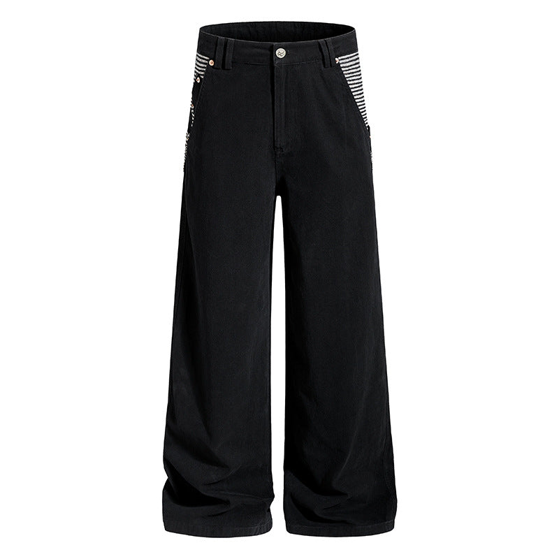 Women's Wide High-Waist Culotte Jeans in Palazzo Cut with Contrasting Pockets Mune Fashion