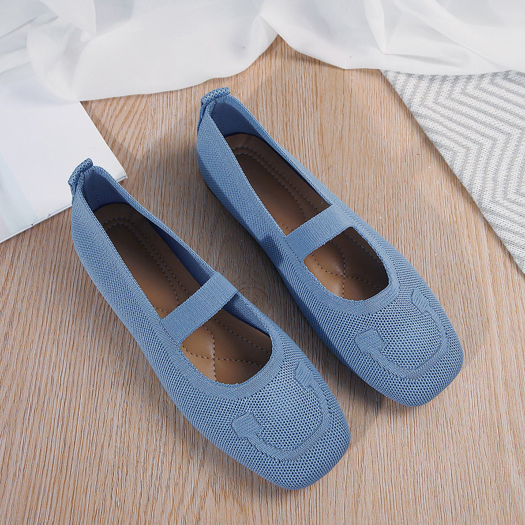 Women  lightweight knitted ballerina with Mary Jane strap and cushioned comfort insole Mune Fashion