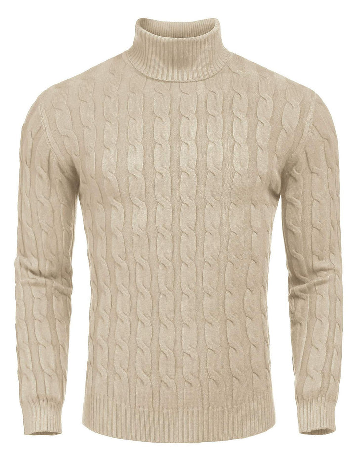 Men's fine knit sweater with high collar