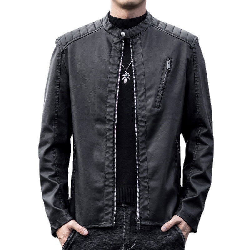 Men Stylish Cuts Faux Leather Jacket Mune Fashion
