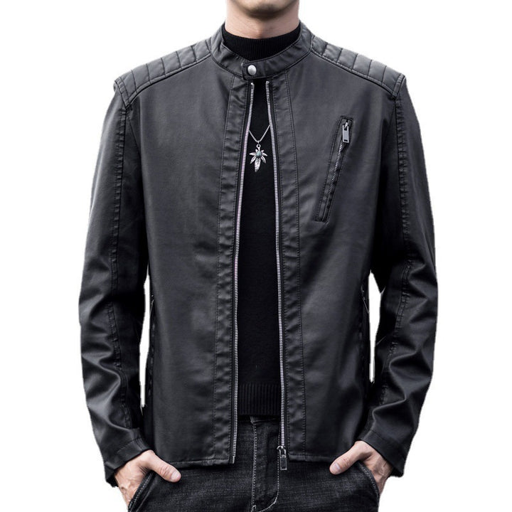 Men Stylish Cuts Faux Leather Jacket Mune Fashion