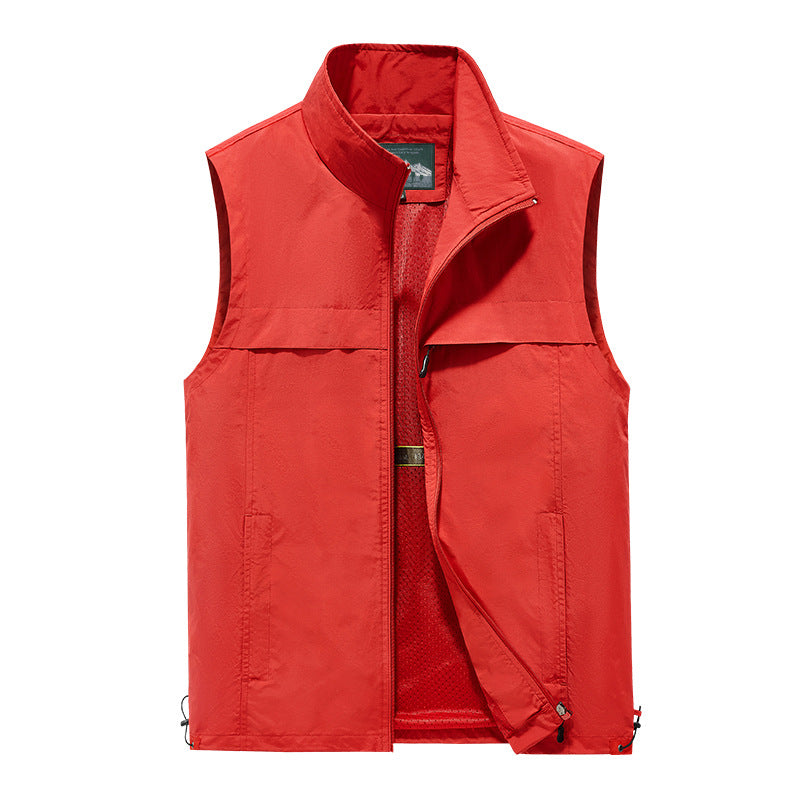 Men's lightweight windproof outdoor vest with stand-up collar and zipper pockets Mune Fashion