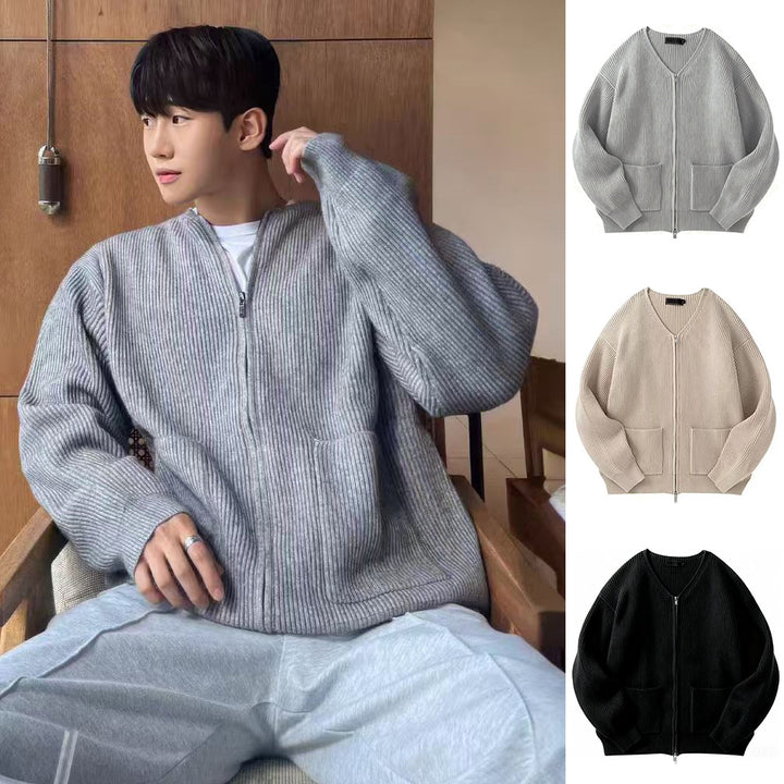 Women Fashionable Knit Jacket with Zipper Mune Fashion