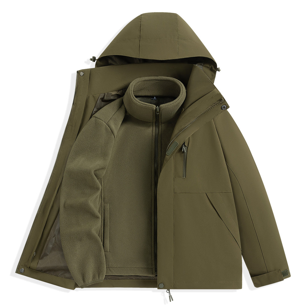 Men's two-layer outdoor parka with removable fleece inner jacket and hood Mune Fashion