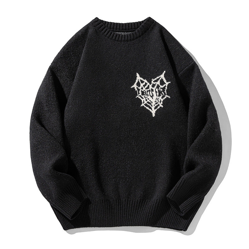 Unisex Oversize Knit Sweater with Logo Intarsia, Round Neck and Ribbed Cuffs Mune Fashion
