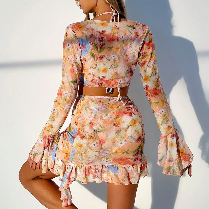 Women Floral Bikini Set with Elegant Wrap Top Mune Fashion