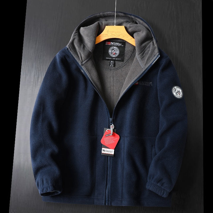 Women's Hooded Fleece Jacket in Outdoor Look with Double Layer Microfleece Lining, Zipper and Elastic Cuffs Mune Fashion