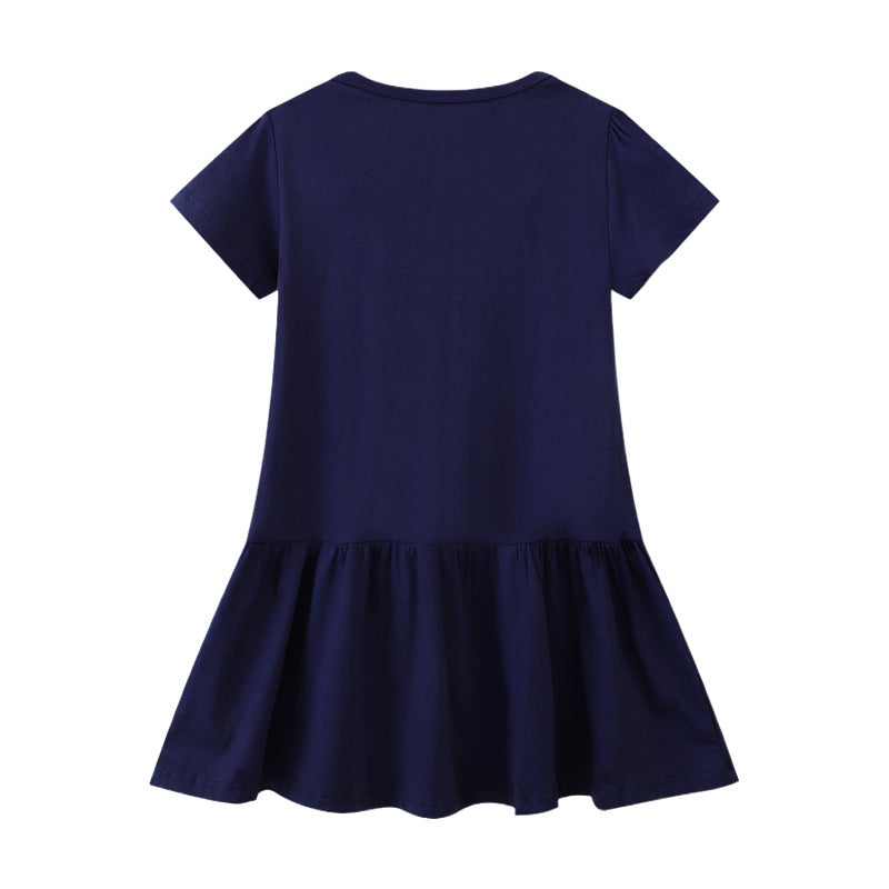 Girls' casual dress with original dinosaur embroidery design Mune Fashion