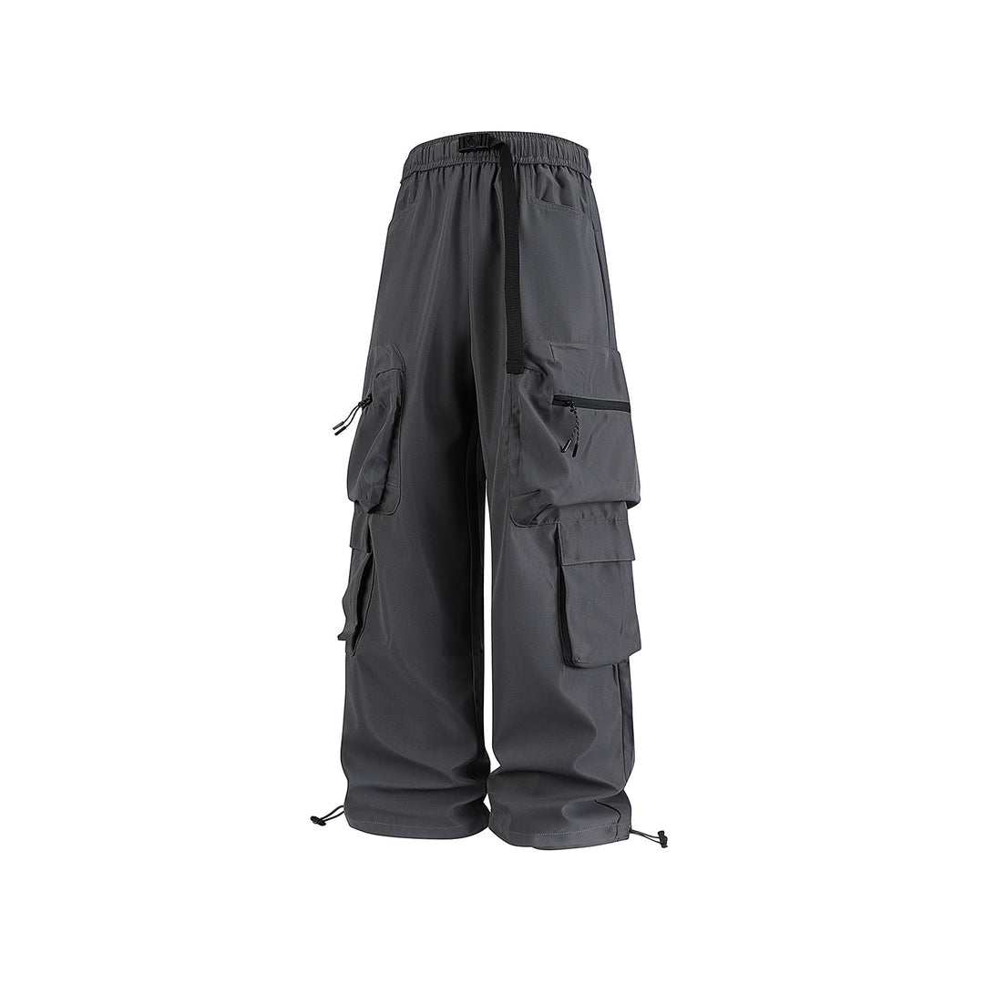 Herren Breite Cargo-Hose im Utility-Design mit elastischem Bund, integrierter Gurt und multifunktionalen Taschen Mune Fashion