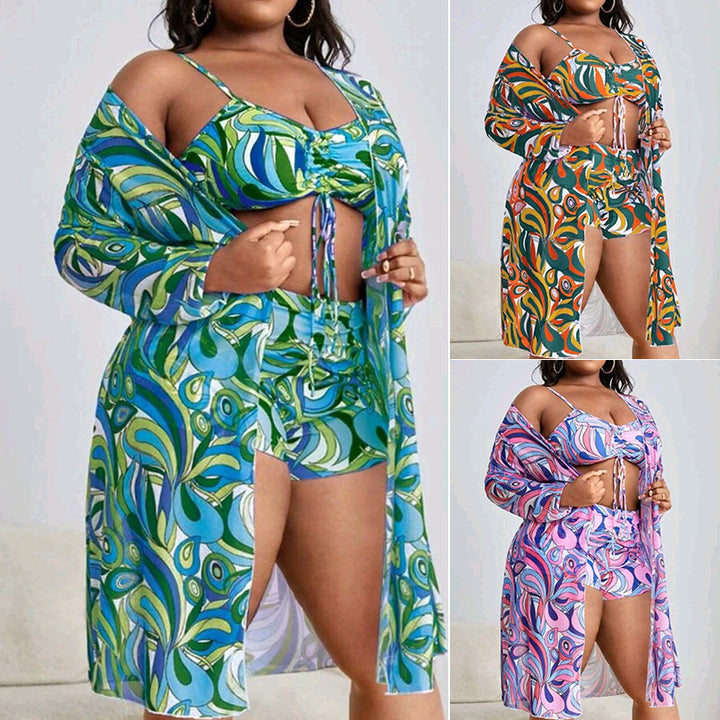 Women Two-Piece Swim Set with Sheer Cover-Up Mune Fashion