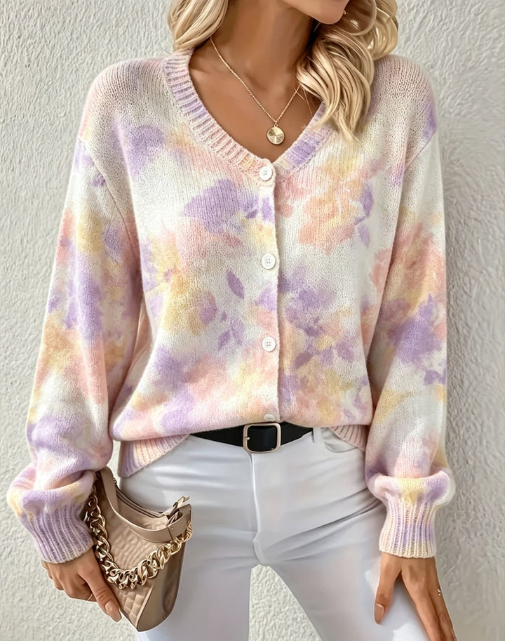 Women's Lightweight Jacquard Knit Cardigan with Leopard Print, Round Neck and Button Placket Mune Fashion
