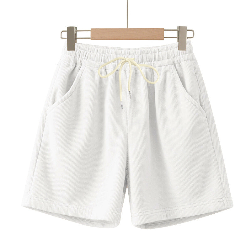 Men's ribbed jersey shorts with elastic waistband, decorative drawstring, and side slant pockets Mune Fashion