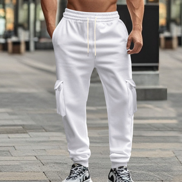 Men's Utility Jogger Pants with Side Flap Pockets, Drawstring Waistband and Tapered Fit Mune Fashion