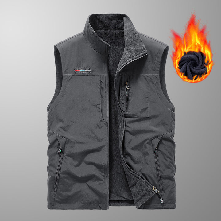 Men's padded thermal vest with fleece lining, windproof exterior and multiple zippered pockets Mune Fashion