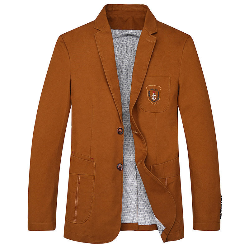 Men's cotton blazer in casual worker style with chest pocket and emblem Mune Fashion