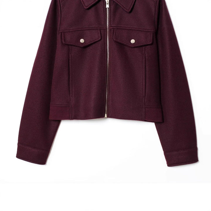 Women's short-cut wool bomber jacket with flap pockets Mune Fashion