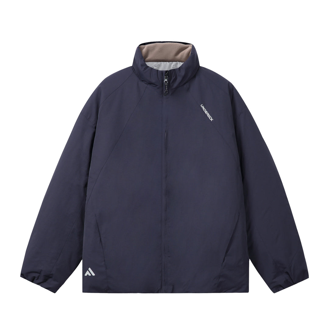 Men's short-cut windproof thermal jacket with fleece-lined stand-up collar and concealed zipper Mune Fashion