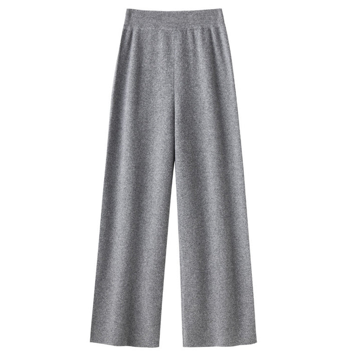 Women's Wide Knit Pants with High Waist and Cashmere-like Softness Mune Fashion