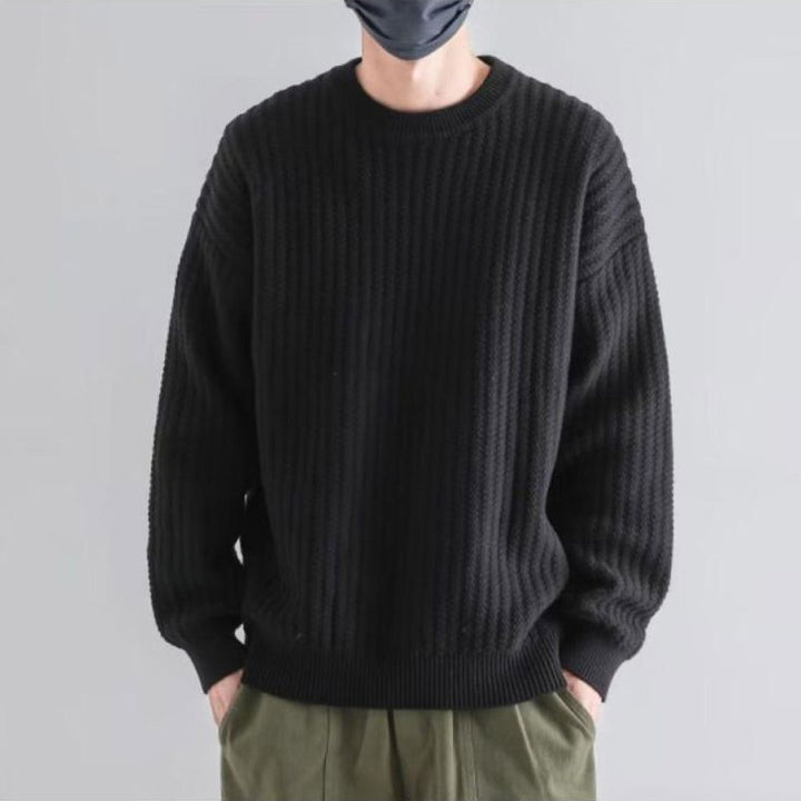 Men's Cozy Chunky Knit Sweater with Round Neckline Mune Fashion