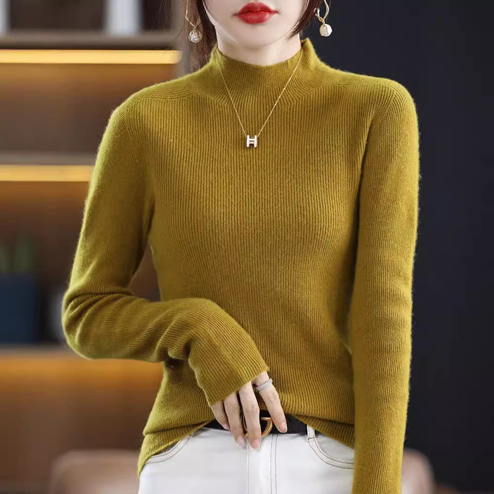 Women's Slim Short Roll Neck Sweater in Cozy Cashmere Look with Fine Rib Structure Mune Fashion