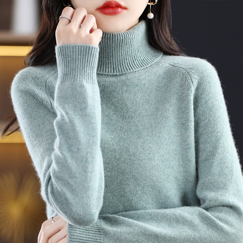 Women's Soft High Collar Sweater made of fluffy Wool Mix with Raglan Sleeves Mune Fashion