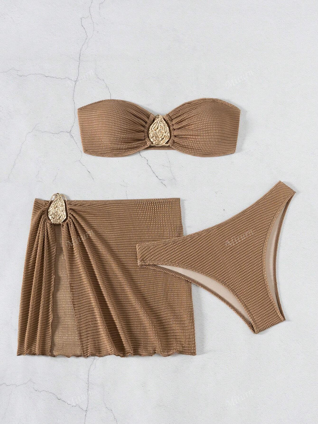 Women's bandeau bikini set with decorative wrap skirt Mune Fashion