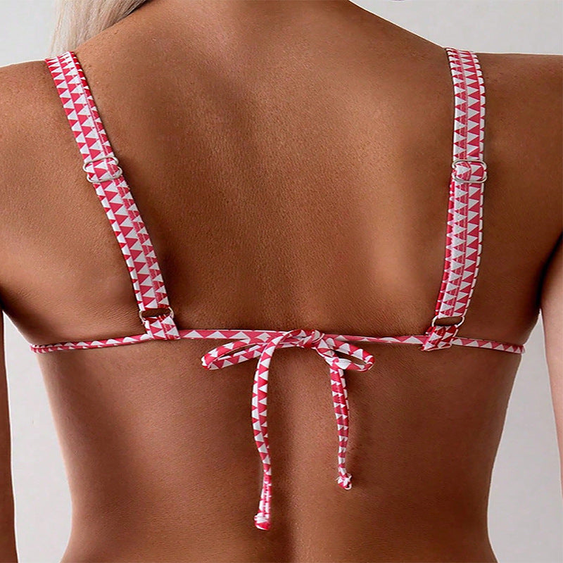 Women Triangle Bikini with Floral Ruffle Design and Adjustable Straps Mune Fashion