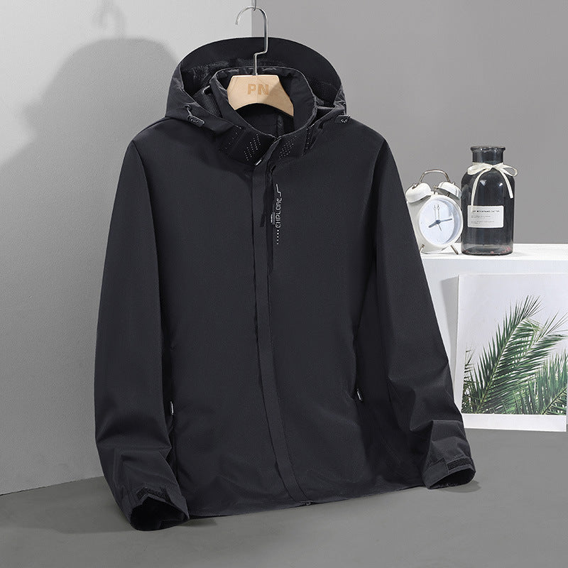 Men's Lightweight Softshell Hooded Jacket with Concealed Zipper and Windproof Membrane Mune Fashion