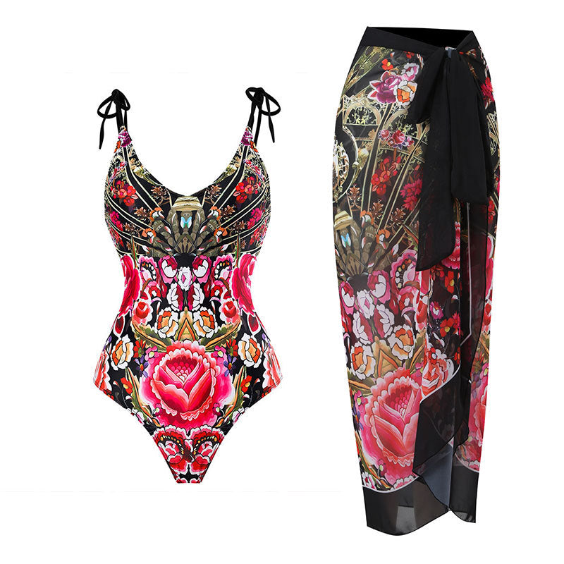 Damen Maxi-Rock mit elegantem Wickeldesign und floralem Muster Echo Archiv