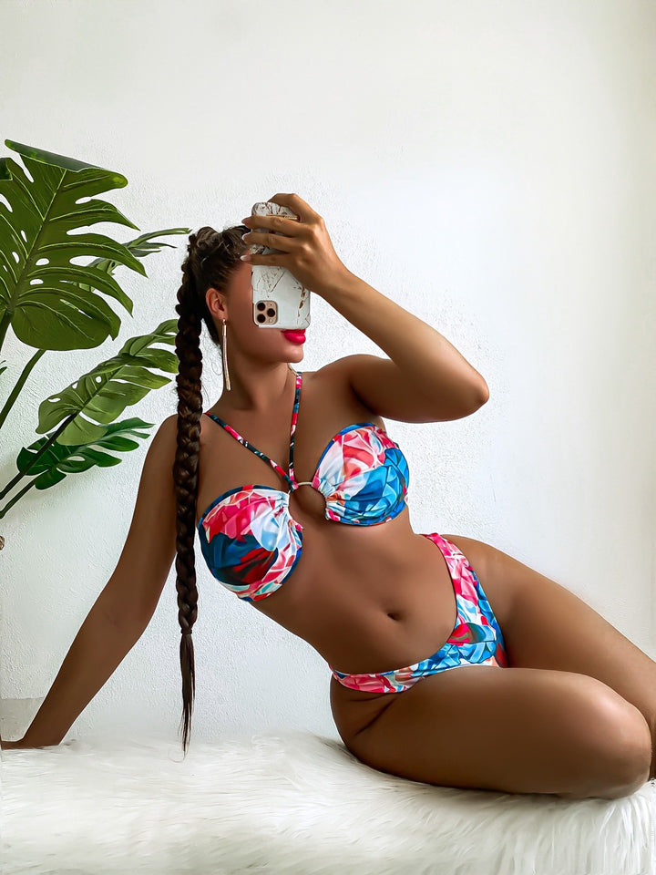 Ladies Elegant Flower Bikini with Ruffles Mune Fashion
