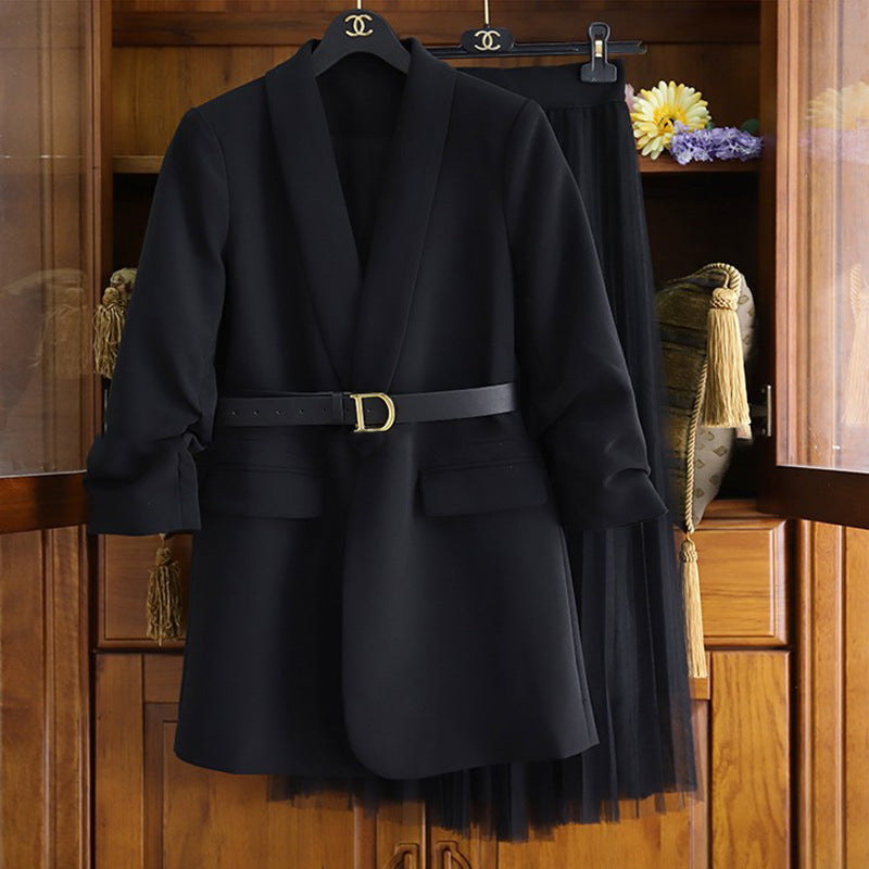 Women Modern Blazer with Waist Belt Mune Fashion
