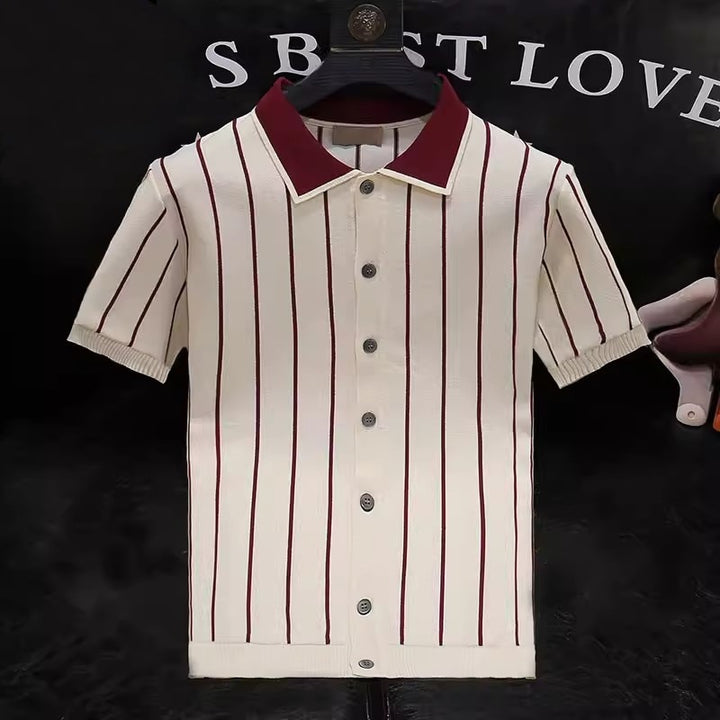 Men Stylish Short Sleeve Knit Shirt Mune Fashion