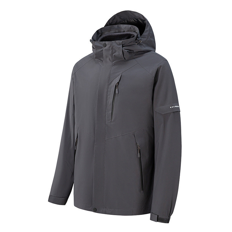 Men's waterproof three-layer softshell outdoor jacket with adjustable hood and welded zippers Mune Fashion