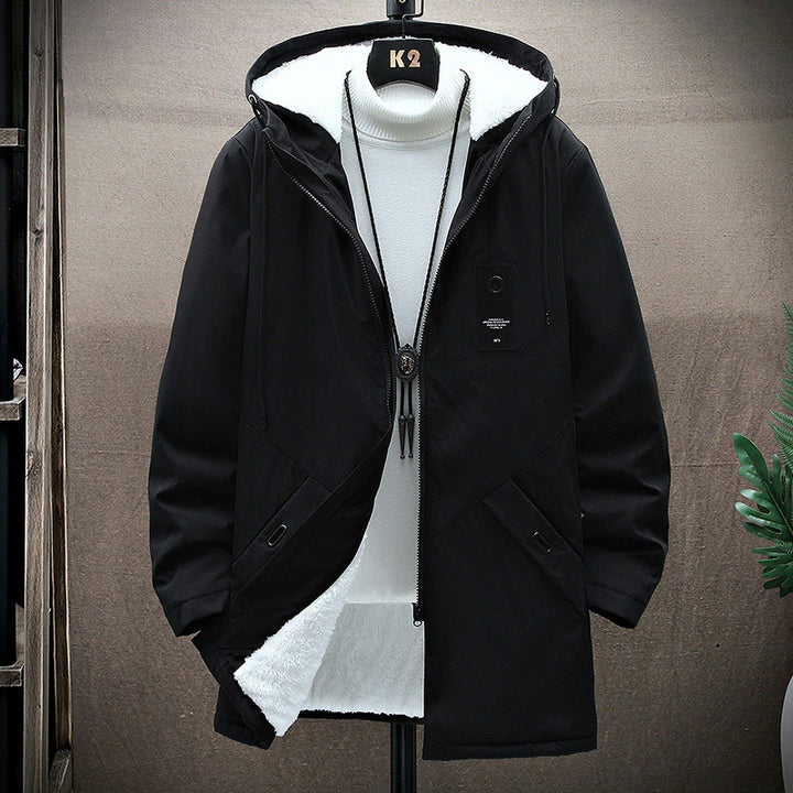Men's padded parka with teddy lining, hood and concealed two-way zipper Mune Fashion